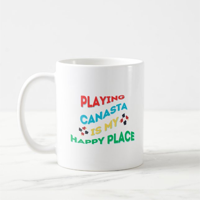 Att spela Canasta är min lyckliga plats Kaffemugg (Vänster)