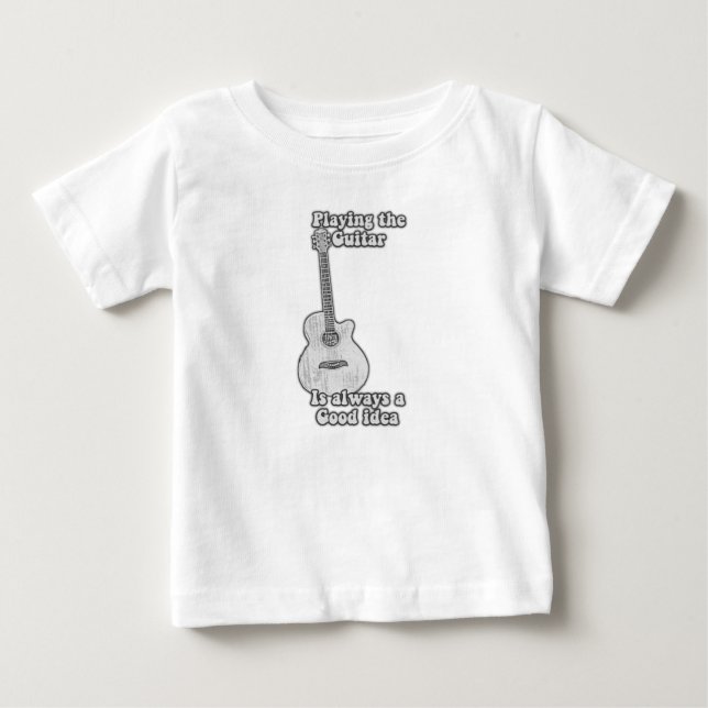 Att spela gitarr är alltid en bra idé. B & W T Shirt (Framsida)