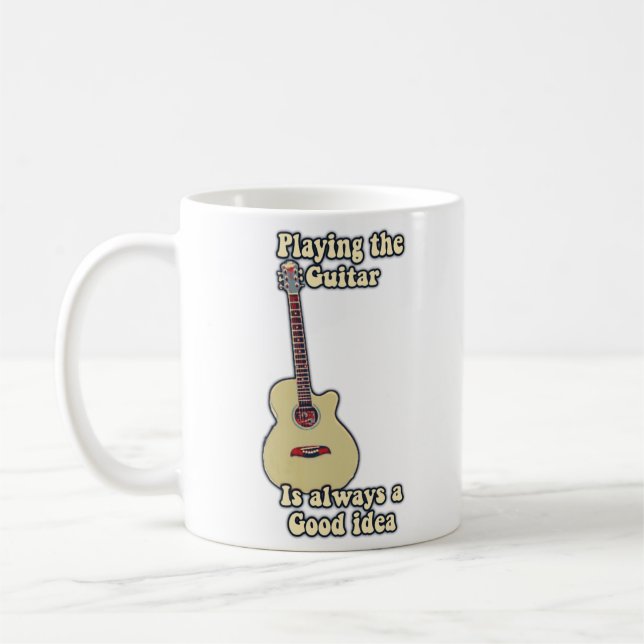 Att spela gitarr är alltid en bra idé. kaffemugg (Vänster)