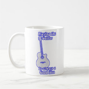 Att spela gitarren är alltid en bra idé. kaffemugg