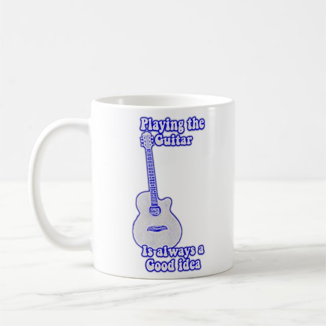 Att spela gitarren är alltid en bra idé. kaffemugg (Vänster)