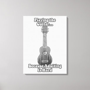 Att spela gitarren för att det är svårt att äta. B Canvastryck