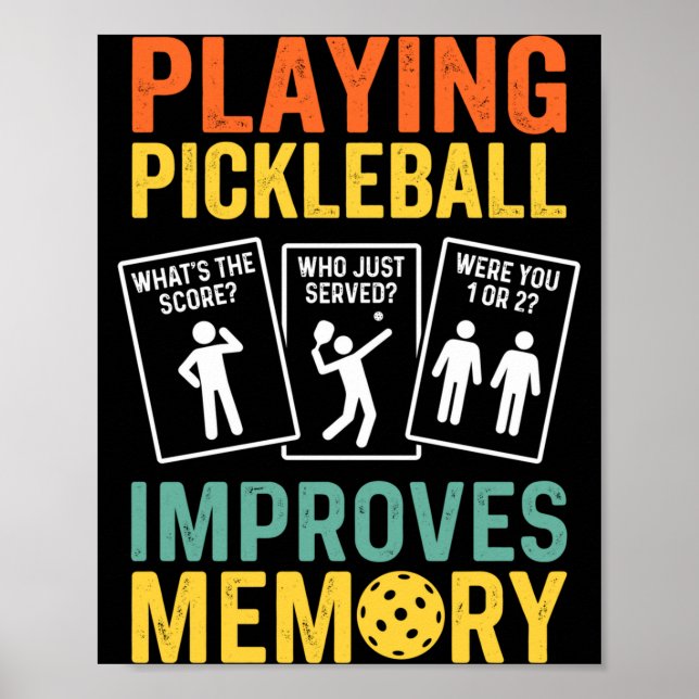 Att spela pickleball förbättrar minnet rolig vinta poster (Framsidan)