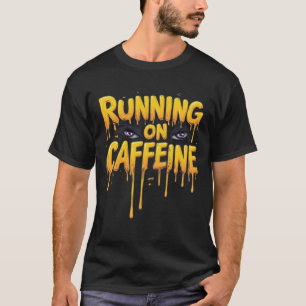 Att Springa På Kaffe Droppande Typografi Anime Ögo T Shirt
