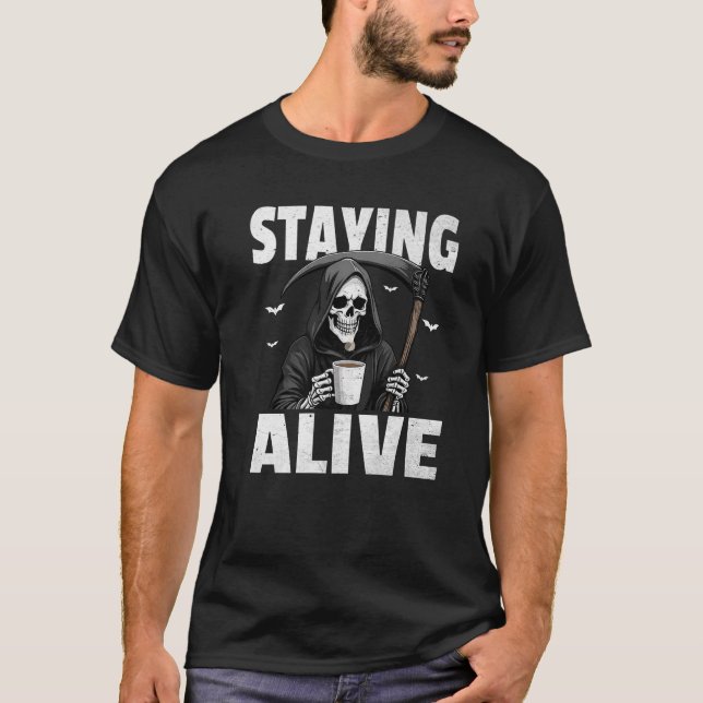Att stanna levande, roligt Skeleton Dödsfall som d T Shirt (Framsida)
