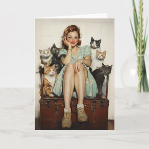 Att ta in Retro Crazy Cat Dam Vibes Inbjudan