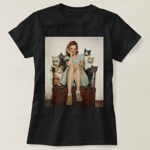 Att ta in Retro Crazy Cat Dam Vibes T Shirt