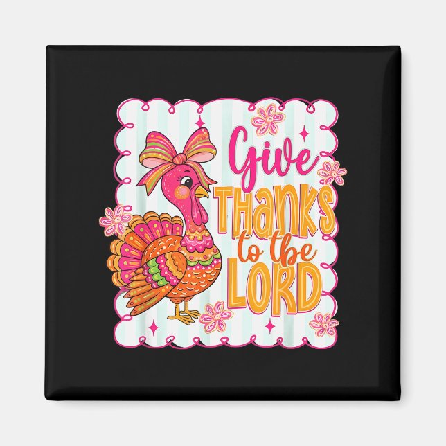 Att Tacka Herren Rosa Tacksgiving Kalkon Magnet (Framsidan)