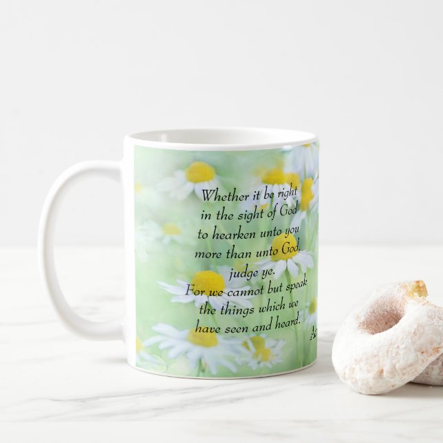 Att tala om vad vi har hört - akter 4:19,20 kaffemugg (Med munk)