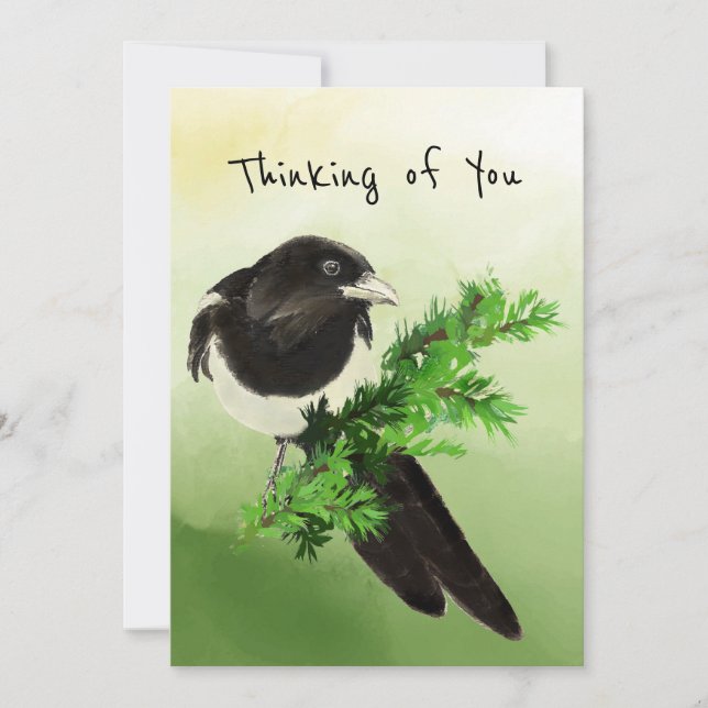 Att tänka dig Nyfiken Magpie Garden Bird Wildlife Kort (Framsida)