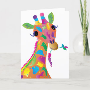 Att tänka på dig, Abstrakt Colorful Giraffe Tack Kort