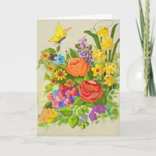 Att tänka på dig Blommor och Butterfly Kort