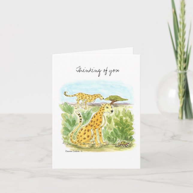 Att tänka på dig Cheetah Note Card Kort (Framsida)
