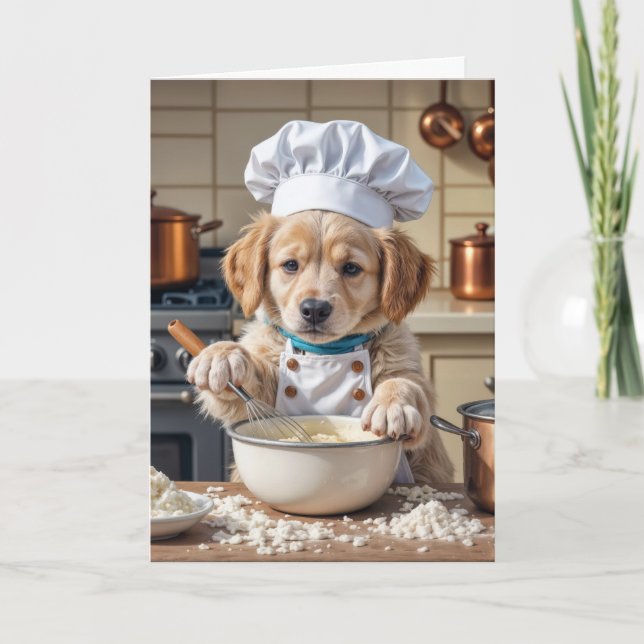 Att tänka på dig Chef Golden Retriever Puppy Kort (Framsida)