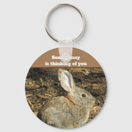 Att tänka på dig Cute Bunny Photo Encouragement Nyckelring