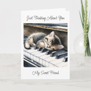 Att tänka på dig Cute Kitten på Piano Nycklar Kort