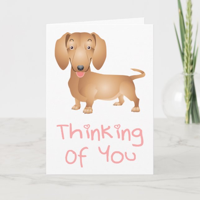 Att tänka på dig Dachshund Puppy Hund Note Card Kort (Framsida)
