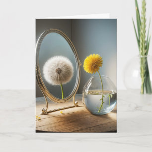 Att tänka på dig Dandelion reflektion i Spegel Kort