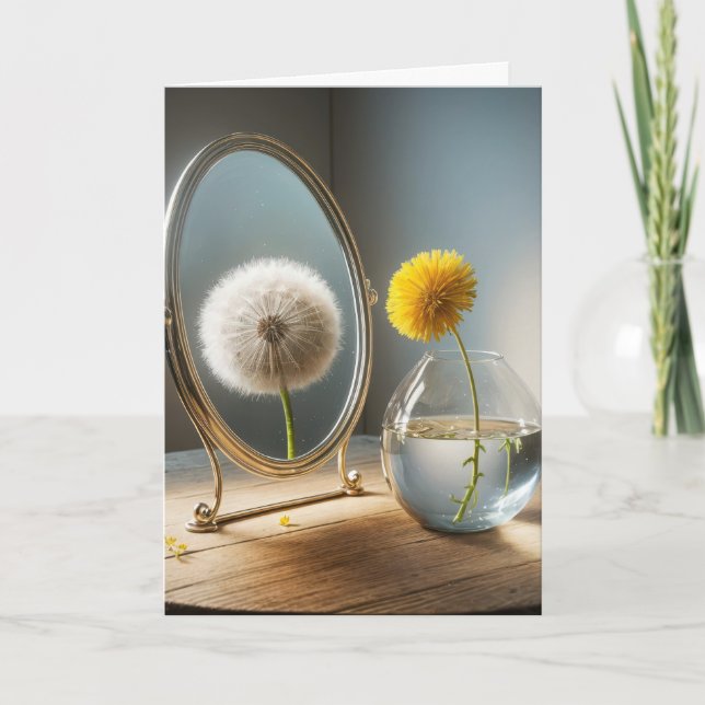 Att tänka på dig Dandelion reflektion i Spegel Kort (Framsida)