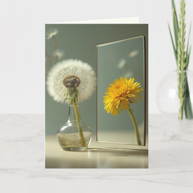 Att tänka på dig Dandelion reflektion i Spegel Kort (Framsida)