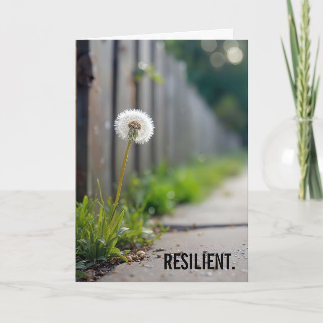 Att tänka på dig Dandelion som växer i en ideprome Kort (Framsida)