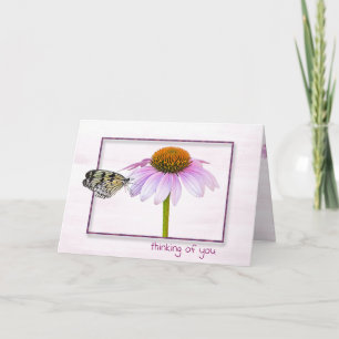 Att tänka på dig fjäril på Cone Flower Kort