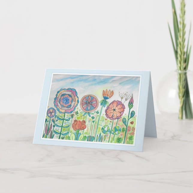 Att tänka på dig Flower Spinjul Watercolor Kort (Framsida)