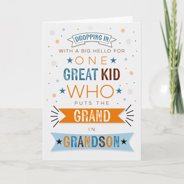 Att tänka på dig för Young Grandson Blue Kort (Framsida)