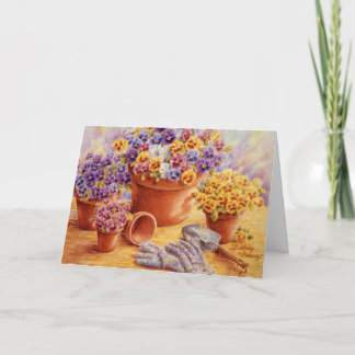 Att tänka på dig Garden Pansies Greeting Card Helgkort