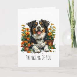 Att tänka på dig Gräns kollie i blommor Kort