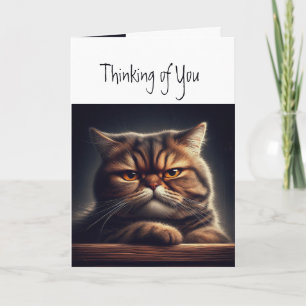 Att tänka på dig Grumpy Grouchy Cat Kitten Roligt Kort