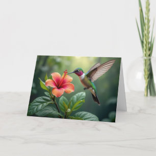 Att tänka på dig Hummingbird på en Hibiscus Kort