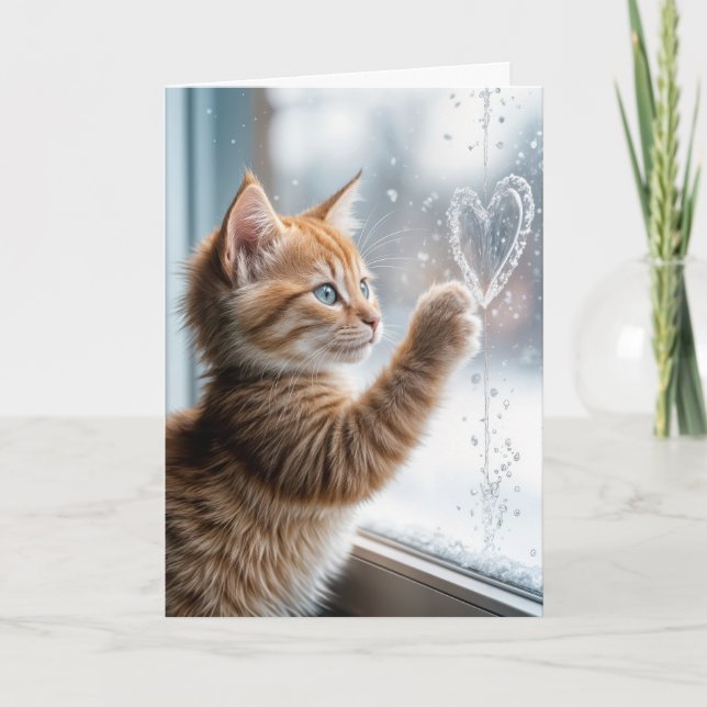 Att tänka på dig Kitten med ett frostiskt fönsterh Kort (Framsida)