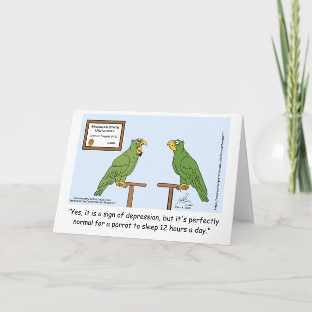 Att tänka på dig kort Oscar Tecknad Parrot (Framsida)
