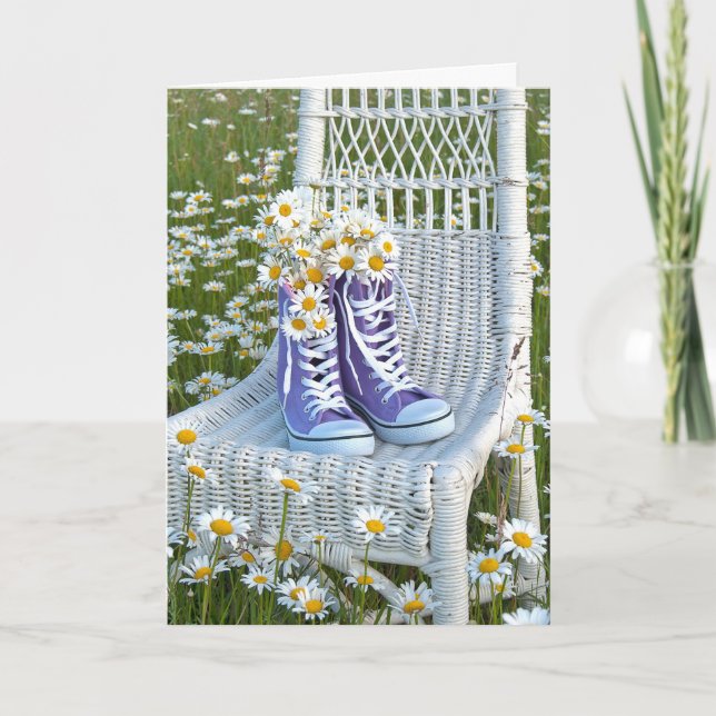 att tänka på dig-lila-snokare med daisy bouquet kort (Framsida)