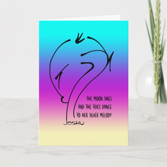 Att tänka på dig - måne stiger, tidvattnet dansar helgkort (Framsida)