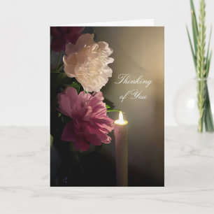 Att tänka på dig med Peonies och Candlelight Kort