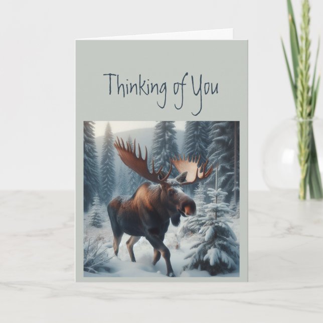 Att tänka på dig Moose Animal Wildlife Nature Art Kort (Framsida)
