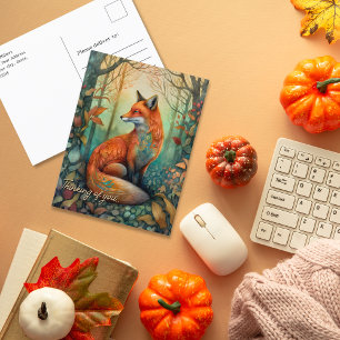 Att tänka på dig Mystical Forest Fox i fall Vykort