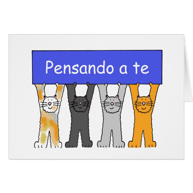 Att tänka på dig på italienska Tecknad Cats Hälsningskort (Framsidan Horizontal)