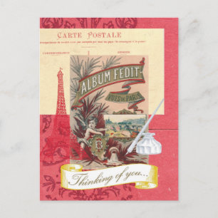 Att tänka på dig Parisian Collage Postcard Vykort