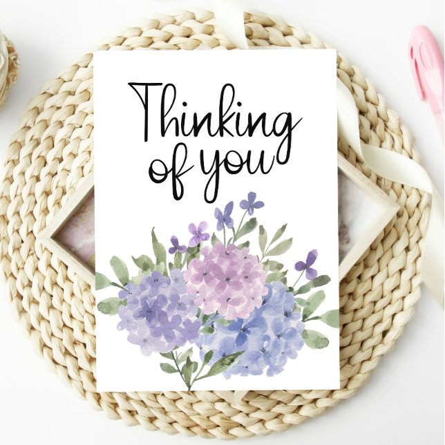 Att tänka på dig Pastel Hydrangea Blommigt Card Kort (Skapare uppladdad)