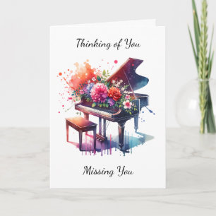 Att tänka på dig   Piano och Flowers Kort