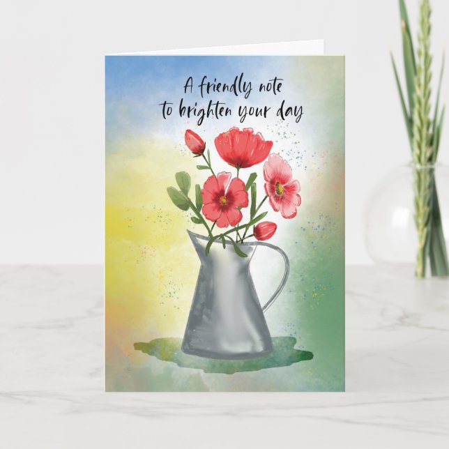 Att tänka på dig Red Cosmos Flowers Rustic Metall Kort (Framsida)