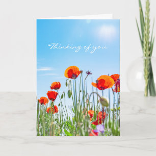 Att tänka på dig Red Poppy Flowers Modern Sympati Kort