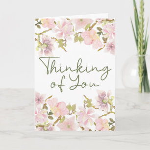 Att tänka på dig Rosa Magnolia Blommigt Card Kort