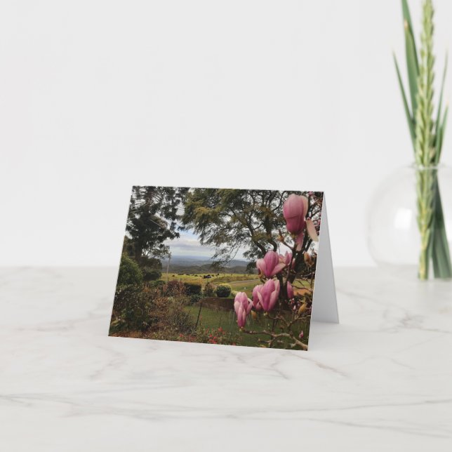 Att tänka på dig Rosa Magnolias Card Tack Kort (Framsida)