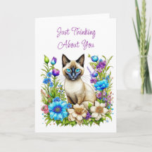 Att tänka på dig | Siamesisk katt i blommor