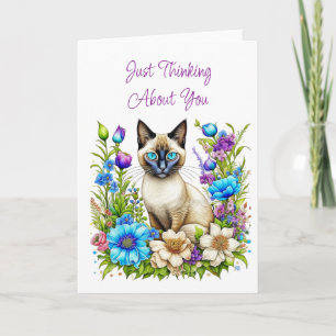 Att tänka på dig Siamesisk katt i blommor Kort