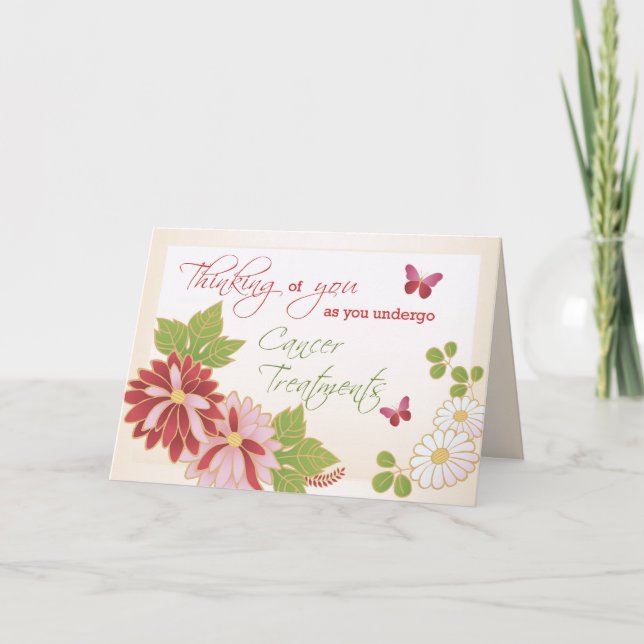 Att tänka på dig själv Cancer Behandlingsblommor Kort (Framsida)